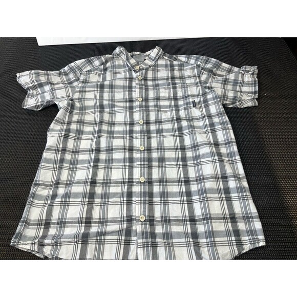 Columbia Shirt Mens‎ Size Medium Gray Plaid Button Up Short Sleeve * - Picture 1 of 8